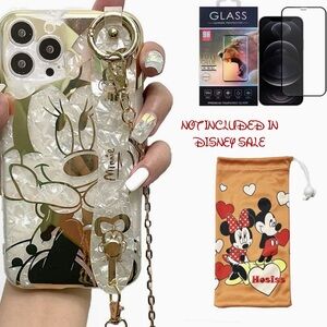 iPhone 13 Pro Max 6.7" with HD Screen Protector, Minnie Mouse with chain & stand